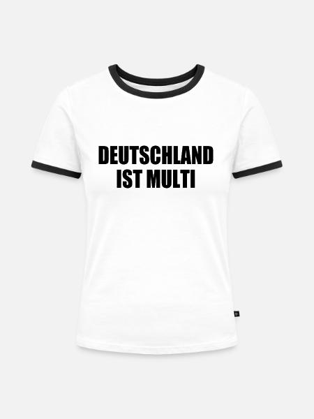 Deutschland ist multi - Frauen Kontrast-T-Shirt - Weiß/Schwarz