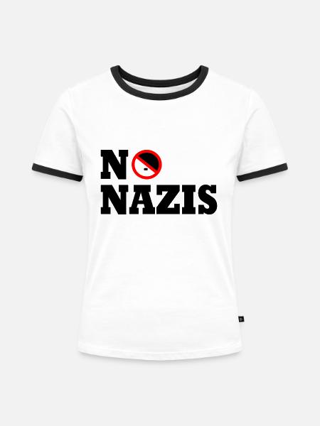 No nazis - Frauen Kontrast-T-Shirt - Weiß/Schwarz