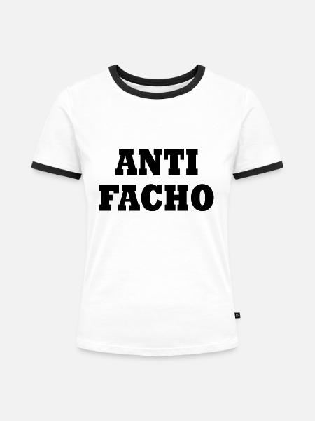 Anti facho - Frauen Kontrast-T-Shirt - Weiß/Schwarz