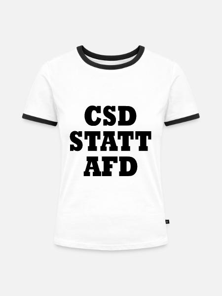 Csd statt afd - Frauen Kontrast-T-Shirt - Weiß/Schwarz