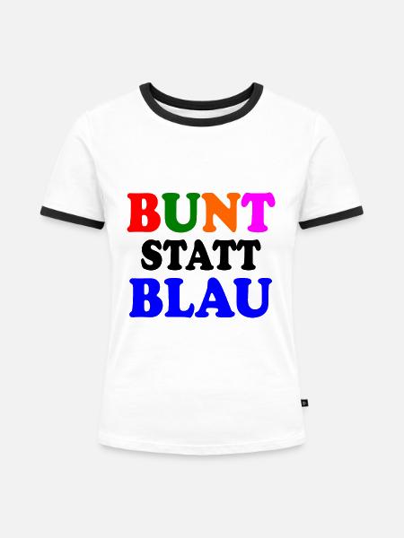 Bunt statt blau - Frauen Kontrast-T-Shirt - Weiß/Schwarz