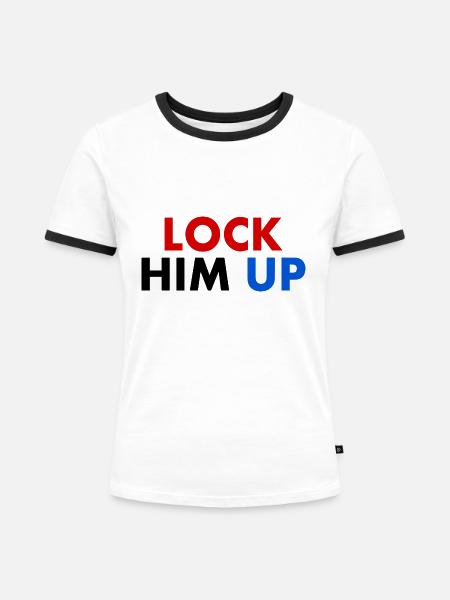 Lock him up - Frauen Kontrast-T-Shirt - Weiß/Schwarz