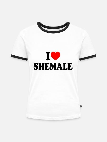 I love shemale - Frauen Kontrast-T-Shirt - Weiß/Schwarz