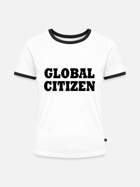 global citizen - Frauen Kontrast-T-Shirt - Weiß/Schwarz