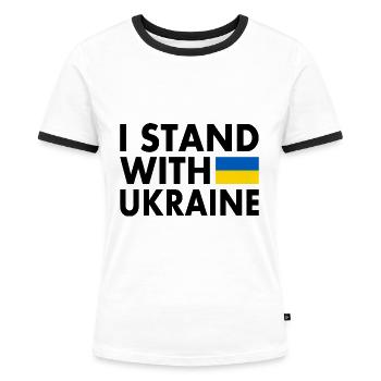 I stand with ukraine - Frauen Kontrast-T-Shirt - Weiß/Schwarz - Vorne - Selfina (174cm)