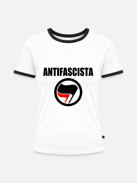 antifascista - Frauen Kontrast-T-Shirt - Weiß/Schwarz