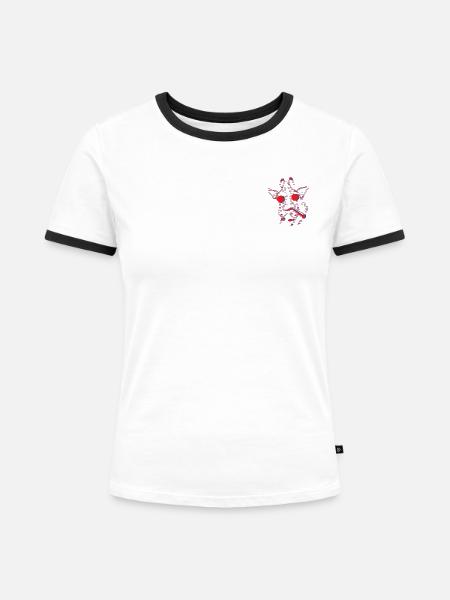 Herr Giraffe - Frauen Kontrast-T-Shirt - Weiß/Schwarz