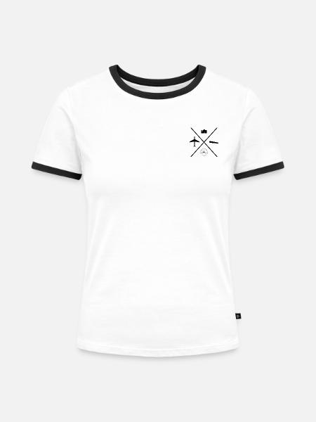 Symbol Aviation - Frauen Kontrast-T-Shirt - Weiß/Schwarz