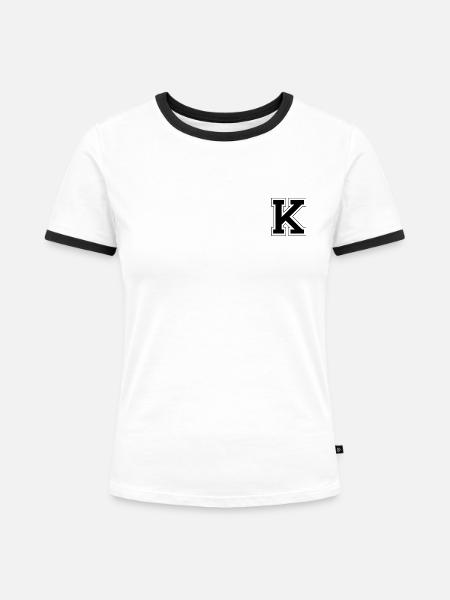 K - Frauen Kontrast-T-Shirt - Weiß/Schwarz