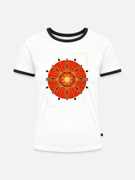 Sonne - Frauen Kontrast-T-Shirt - Weiß/Schwarz