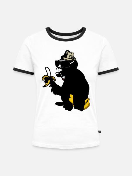 gorilla - Frauen Kontrast-T-Shirt - Weiß/Schwarz