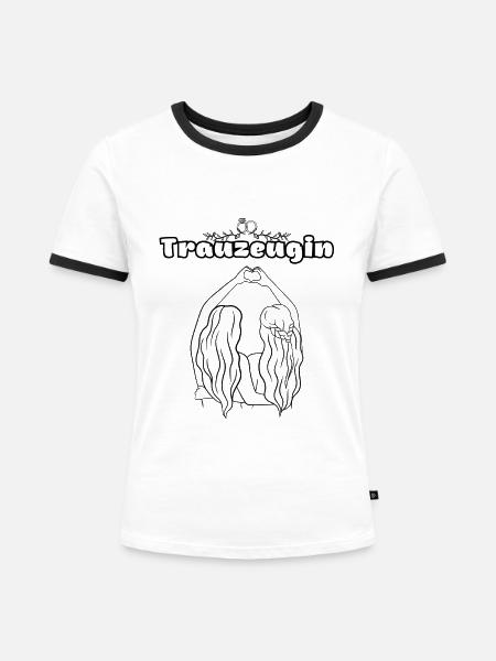 Trauzeugin - Frauen Kontrast-T-Shirt - Weiß/Schwarz