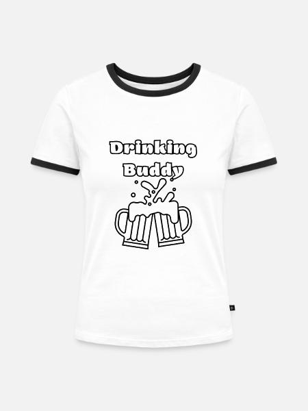 Drinking Buddy - Frauen Kontrast-T-Shirt - Weiß/Schwarz