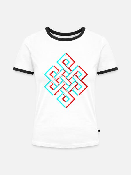 Karma 3D Glitch Anaglyph - Frauen Kontrast-T-Shirt - Weiß/Schwarz