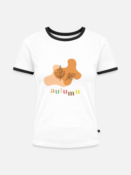 Autumn - Frauen Kontrast-T-Shirt - Weiß/Schwarz