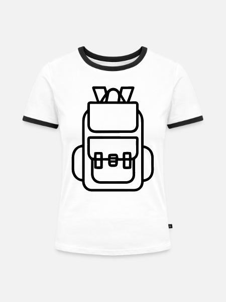 Rucksack - Frauen Kontrast-T-Shirt - Weiß/Schwarz