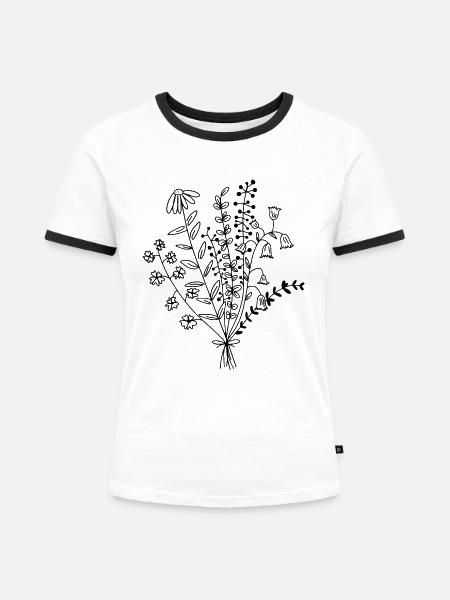Blumenstrauß Geschenkidee - Frauen Kontrast-T-Shirt - Weiß/Schwarz