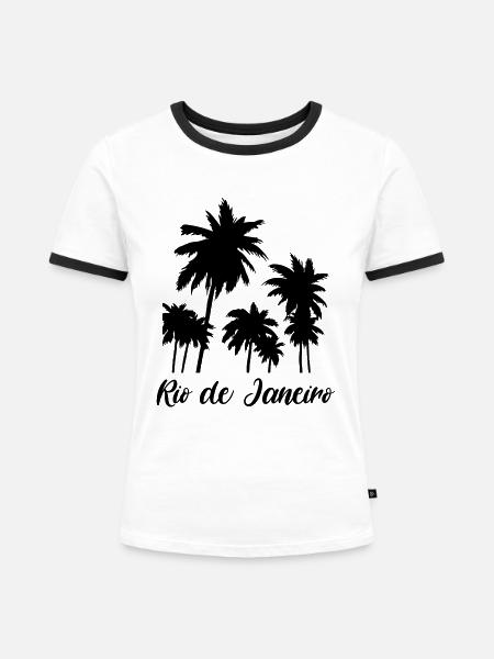 Rio de Janeiro - Frauen Kontrast-T-Shirt - Weiß/Schwarz