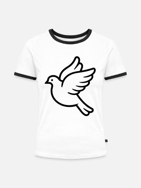 Taube - Frauen Kontrast-T-Shirt - Weiß/Schwarz