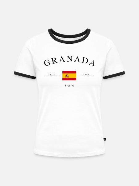 Granada Spanien – Urlaub Souvenir & Geschenk - Frauen Kontrast-T-Shirt - Weiß/Schwarz