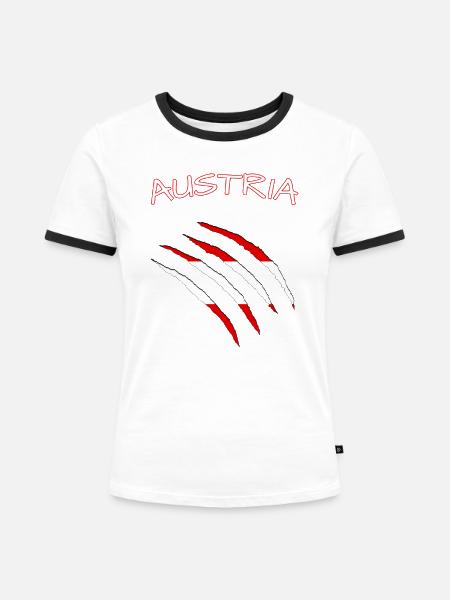 Austria Risse - Frauen Kontrast-T-Shirt - Weiß/Schwarz