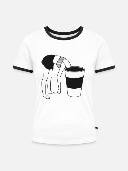 COFFEE BREAK - Frauen Kontrast-T-Shirt - Weiß/Schwarz