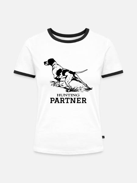 JAGD-SAISON-HEMD - Frauen Kontrast-T-Shirt - Weiß/Schwarz