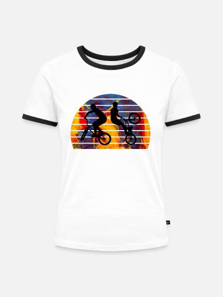 BMX - Frauen Kontrast-T-Shirt - Weiß/Schwarz