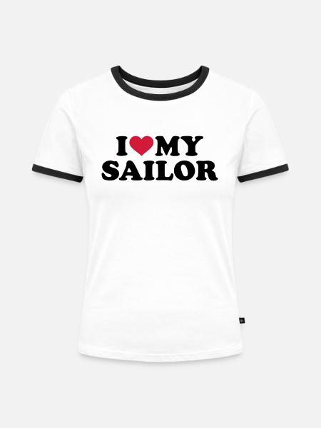 Matrose - Frauen Kontrast-T-Shirt - Weiß/Schwarz