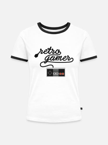 Retro Gamer NES - Frauen Kontrast-T-Shirt - Weiß/Schwarz