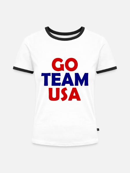 Usa - Frauen Kontrast-T-Shirt - Weiß/Schwarz