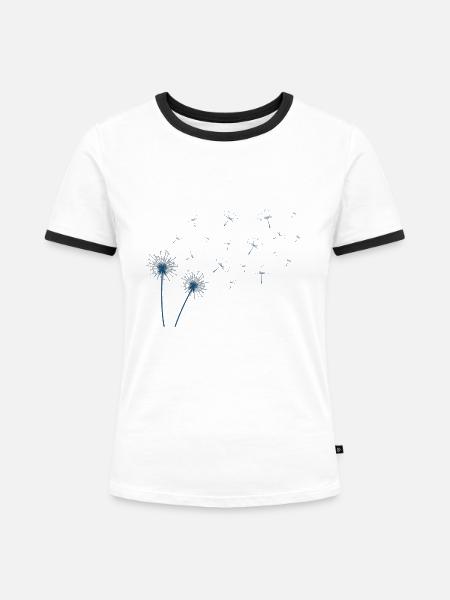 Dandelion in blue - Frauen Kontrast-T-Shirt - Weiß/Schwarz