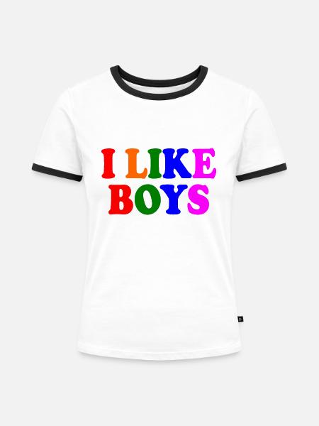 I like boys - Frauen Kontrast-T-Shirt - Weiß/Schwarz