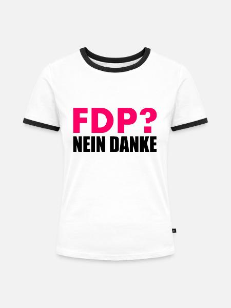 Fdp nein danke - Frauen Kontrast-T-Shirt - Weiß/Schwarz