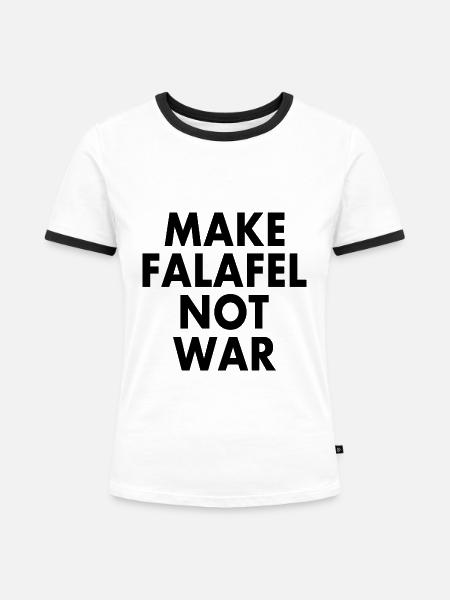 Make falafel not war - Frauen Kontrast-T-Shirt - Weiß/Schwarz