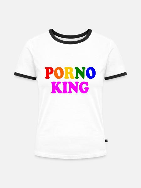 Porno king - Frauen Kontrast-T-Shirt - Weiß/Schwarz