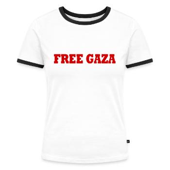 Free gaza - Frauen Kontrast-T-Shirt - Weiß/Schwarz - Vorne - Selfina (174cm)