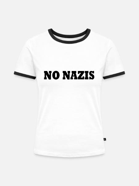 No nazis - Frauen Kontrast-T-Shirt - Weiß/Schwarz