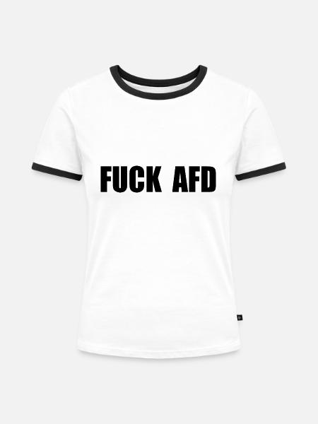 Fuck afd - Frauen Kontrast-T-Shirt - Weiß/Schwarz