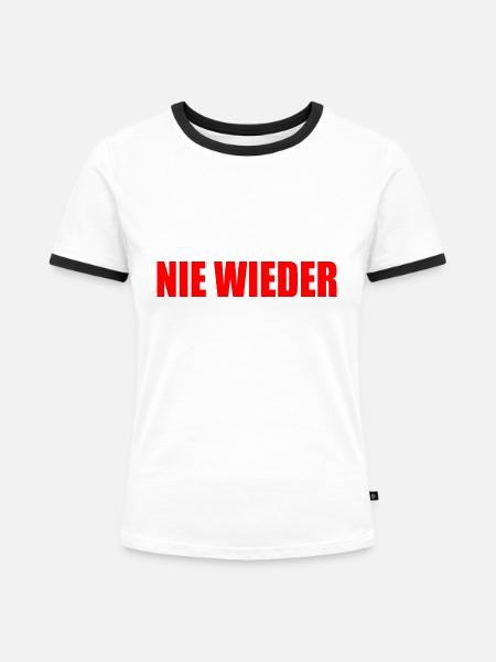 Nie wieder - Frauen Kontrast-T-Shirt - Weiß/Schwarz