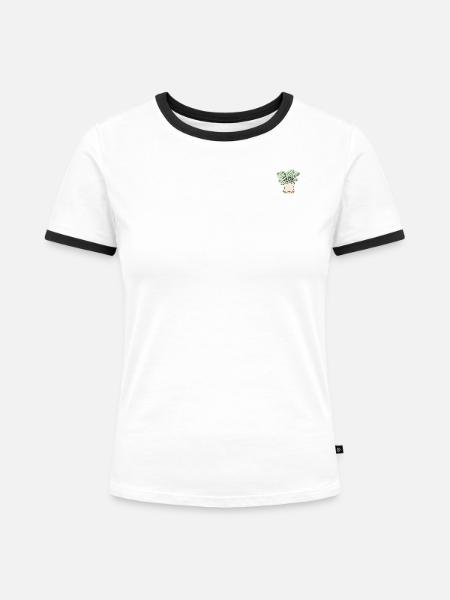 Zimmerpflanze - Frauen Kontrast-T-Shirt - Weiß/Schwarz