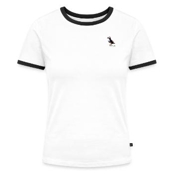 Lundi Island - Frauen Kontrast-T-Shirt - Weiß/Schwarz - Vorne - Selfina (174cm)