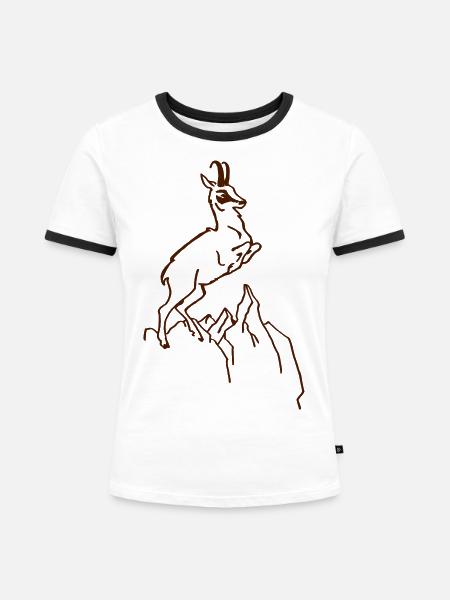 Gams Gämse Gemse - Frauen Kontrast-T-Shirt - Weiß/Schwarz