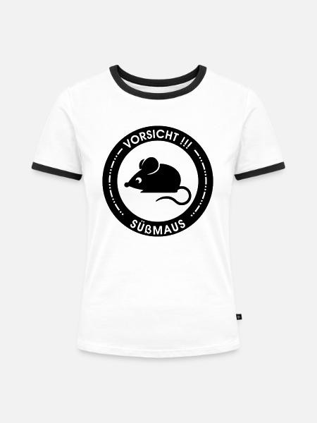 Süßmaus - Frauen Kontrast-T-Shirt - Weiß/Schwarz