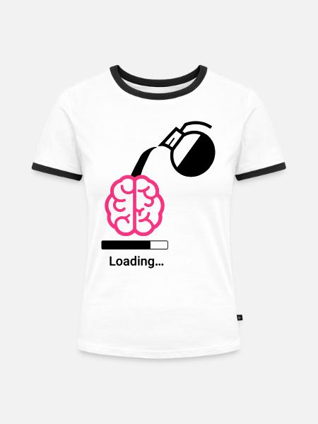 Kaffee Ladestatus - Frauen Kontrast-T-Shirt - Weiß/Schwarz