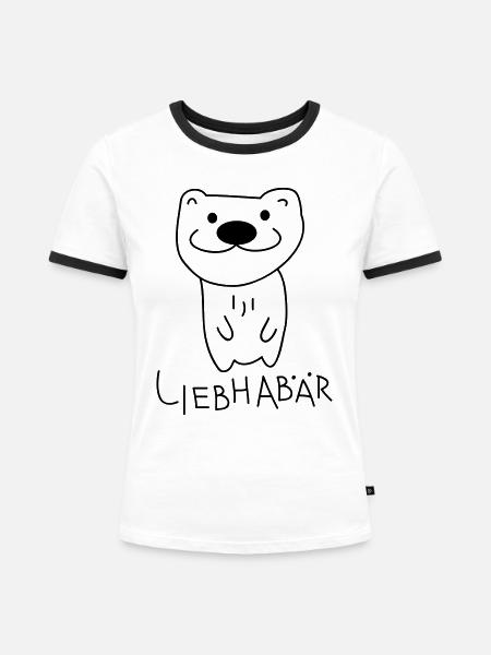 Liebhaber als Bär - Frauen Kontrast-T-Shirt - Weiß/Schwarz