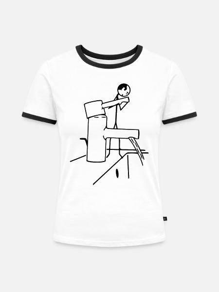 Abwaschen Spülen - Frauen Kontrast-T-Shirt - Weiß/Schwarz