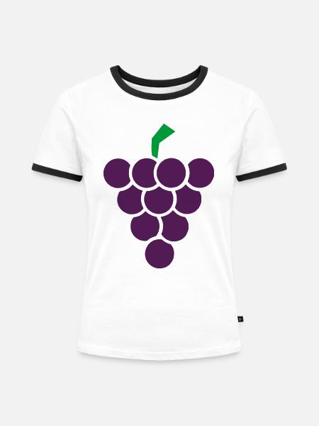 Weintraube - Frauen Kontrast-T-Shirt - Weiß/Schwarz