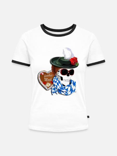 fesches Madl - Frauen Kontrast-T-Shirt - Weiß/Schwarz