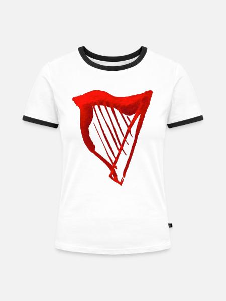 Harfe - Frauen Kontrast-T-Shirt - Weiß/Schwarz